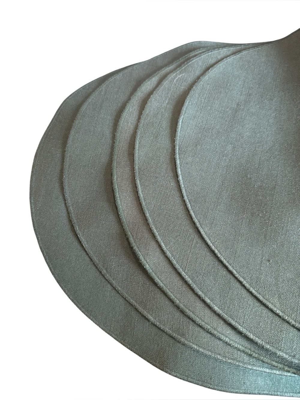 Forest Green Reversible Oval Placemats Set Of 5 Coarse Weave Textured 9x11 - Picture 2 of 5
